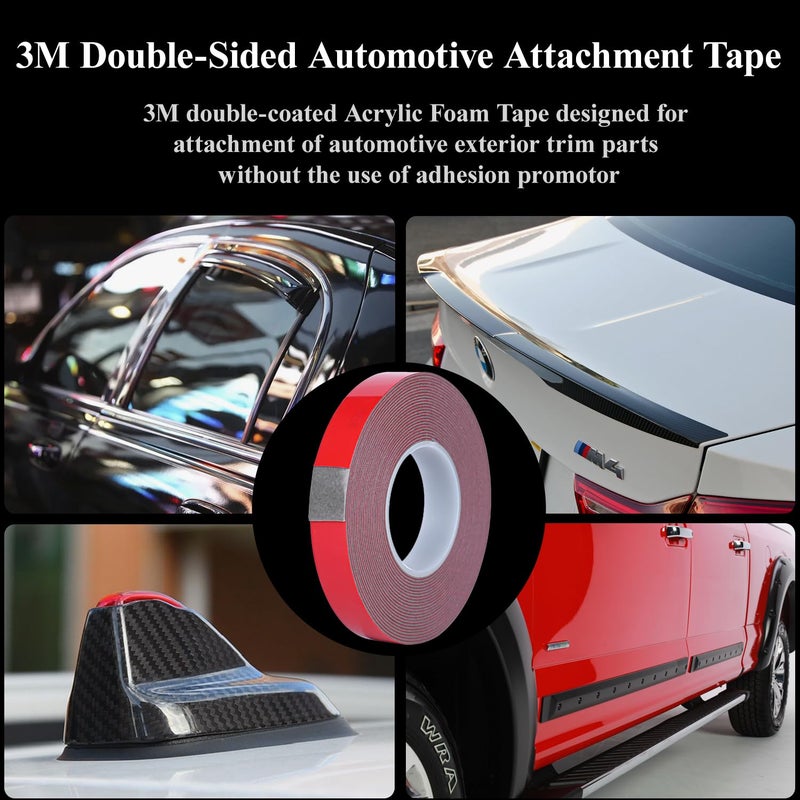 Affei Double Sided Tape Automotive Heavy Duty Made of 3M Acrylic Foam Adhesive Cars Exterior Mounting Tapes Primerless for Attaching Auto Attachment Side Moldings Trim Emblems to Vehicles (16.4 ft, 0.51in) - Image 2